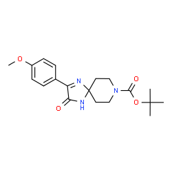 ChemSpider 2D Image | tert-butyl 2-(4-methoxyphenyl)-3-oxo-1,4,8-triazaspiro[4.5]dec-1-ene-8-carboxylate | C19H25N3O4