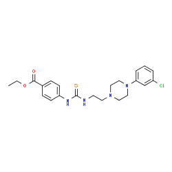 ChemSpider 2D Image | Ethyl 4-[({2-[4-(3-chlorophenyl)-1-piperazinyl]ethyl}carbamothioyl)amino]benzoate | C22H27ClN4O2S