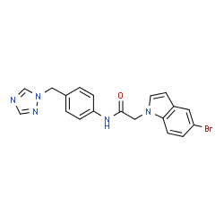 ChemSpider 2D Image | 2-(5-Bromo-1H-indol-1-yl)-N-[4-(1H-1,2,4-triazol-1-ylmethyl)phenyl]acetamide | C19H16BrN5O