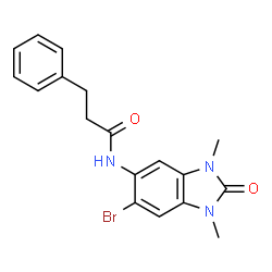 ChemSpider 2D Image | N-(6-Bromo-1,3-dimethyl-2-oxo-2,3-dihydro-1H-benzimidazol-5-yl)-3-phenylpropanamide | C18H18BrN3O2
