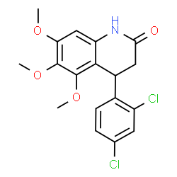 ChemSpider 2D Image | 4-(2,4-Dichlorophenyl)-5,6,7-trimethoxy-3,4-dihydro-2(1H)-quinolinone | C18H17Cl2NO4