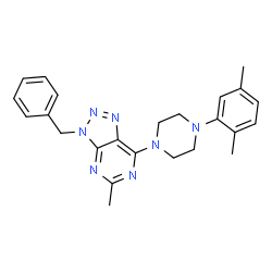 ChemSpider 2D Image | 3-Benzyl-7-[4-(2,5-dimethylphenyl)-1-piperazinyl]-5-methyl-3H-[1,2,3]triazolo[4,5-d]pyrimidine | C24H27N7