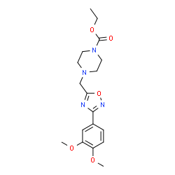 ChemSpider 2D Image | Ethyl 4-{[3-(3,4-dimethoxyphenyl)-1,2,4-oxadiazol-5-yl]methyl}-1-piperazinecarboxylate | C18H24N4O5