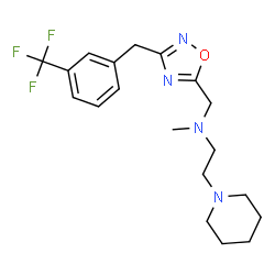 ChemSpider 2D Image | N-Methyl-2-(1-piperidinyl)-N-({3-[3-(trifluoromethyl)benzyl]-1,2,4-oxadiazol-5-yl}methyl)ethanamine | C19H25F3N4O