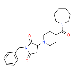 ChemSpider 2D Image | 3-[4-(1-Azepanylcarbonyl)-1-piperidinyl]-1-benzyl-2,5-pyrrolidinedione | C23H31N3O3