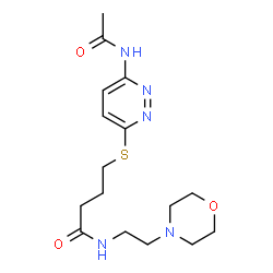 ChemSpider 2D Image | 4-(6-acetamidopyridazin-3-yl)sulfanyl-N-(2-morpholinoethyl)butanamide | C16H25N5O3S