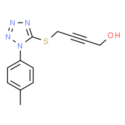 ChemSpider 2D Image | 4-(1-p-Tolyl-1H-tetrazol-5-ylsulfanyl)-but-2-yn-1-ol | C12H12N4OS