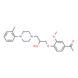 ChemSpider 2D Image | 1-(4-{2-Hydroxy-3-[4-(2-methylphenyl)-1-piperazinyl]propoxy}-3-methoxyphenyl)ethanone | C23H30N2O4