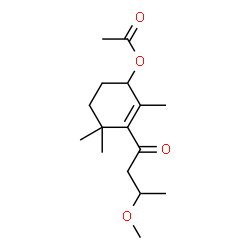 ChemSpider 2D Image | 3-(3-Methoxybutanoyl)-2,4,4-trimethyl-2-cyclohexen-1-yl acetate | C16H26O4