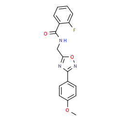 ChemSpider 2D Image | 2-Fluoro-N-{[3-(4-methoxyphenyl)-1,2,4-oxadiazol-5-yl]methyl}benzamide | C17H14FN3O3