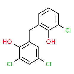 ChemSpider 2D Image | 2,4-Dichloro-6-(3-chloro-2-hydroxybenzyl)phenol | C13H9Cl3O2