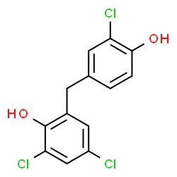 ChemSpider 2D Image | 2,4-Dichloro-6-(3-chloro-4-hydroxybenzyl)phenol | C13H9Cl3O2