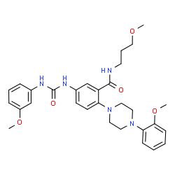 ChemSpider 2D Image | 5-{[(3-Methoxyphenyl)carbamoyl]amino}-2-[4-(2-methoxyphenyl)-1-piperazinyl]-N-(3-methoxypropyl)benzamide | C30H37N5O5