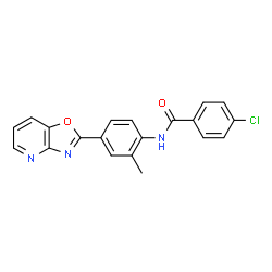 ChemSpider 2D Image | 4-Chloro-N-[2-methyl-4-([1,3]oxazolo[4,5-b]pyridin-2-yl)phenyl]benzamide | C20H14ClN3O2