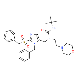 ChemSpider 2D Image | 1-{[1-Benzyl-2-(benzylsulfonyl)-1H-imidazol-5-yl]methyl}-3-(2-methyl-2-propanyl)-1-[2-(4-morpholinyl)ethyl]urea | C29H39N5O4S