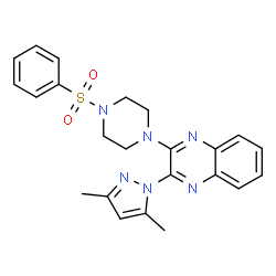 ChemSpider 2D Image | 2-(3,5-Dimethyl-1H-pyrazol-1-yl)-3-[4-(phenylsulfonyl)-1-piperazinyl]quinoxaline | C23H24N6O2S