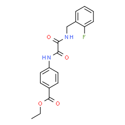 ChemSpider 2D Image | Ethyl 4-({[(2-fluorobenzyl)amino](oxo)acetyl}amino)benzoate | C18H17FN2O4