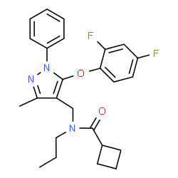 ChemSpider 2D Image | N-{[5-(2,4-Difluorophenoxy)-3-methyl-1-phenyl-1H-pyrazol-4-yl]methyl}-N-propylcyclobutanecarboxamide | C25H27F2N3O2
