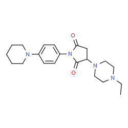ChemSpider 2D Image | 3-(4-Ethyl-1-piperazinyl)-1-[4-(1-piperidinyl)phenyl]-2,5-pyrrolidinedione | C21H30N4O2