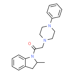 ChemSpider 2D Image | Ethanone, 1-(2-methyl-2,3-dihydroindol-1-yl)-2-(4-phenylpiperazin-1-yl)- | C21H25N3O