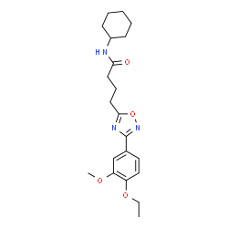 ChemSpider 2D Image | N-Cyclohexyl-4-[3-(4-ethoxy-3-methoxyphenyl)-1,2,4-oxadiazol-5-yl]butanamide | C21H29N3O4