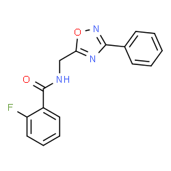 ChemSpider 2D Image | 2-Fluoro-N-[(3-phenyl-1,2,4-oxadiazol-5-yl)methyl]benzamide | C16H12FN3O2