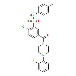 ChemSpider 2D Image | 2-Chloro-5-{[4-(2-fluorophenyl)-1-piperazinyl]carbonyl}-N-(4-methylphenyl)benzenesulfonamide | C24H23ClFN3O3S