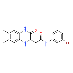 ChemSpider 2D Image | N-(3-Bromophenyl)-2-(6,7-dimethyl-3-oxo-1,2,3,4-tetrahydro-2-quinoxalinyl)acetamide | C18H18BrN3O2