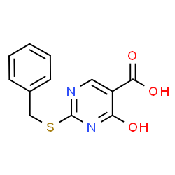 ChemSpider 2D Image | 2-(benzylthio)-4-hydroxy-5-pyrimidinecarboxylic acid | C12H10N2O3S