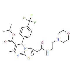 ChemSpider 2D Image | Isopropyl 7-methyl-3-(2-{[2-(4-morpholinyl)ethyl]amino}-2-oxoethyl)-5-[4-(trifluoromethyl)phenyl]-5H-[1,3]thiazolo[3,2-a]pyrimidine-6-carboxylate | C26H31F3N4O4S