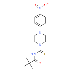ChemSpider 2D Image | 2,2-Dimethyl-N-{[4-(4-nitrophenyl)piperazin-1-yl]carbothioyl}propanamide | C16H22N4O3S
