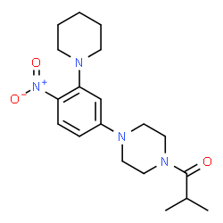 ChemSpider 2D Image | 2-Methyl-1-{4-[4-nitro-3-(1-piperidinyl)phenyl]-1-piperazinyl}-1-propanone | C19H28N4O3