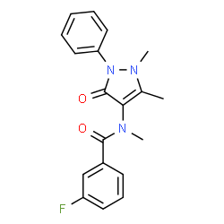 ChemSpider 2D Image | N-(1,5-Dimethyl-3-oxo-2-phenyl-2,3-dihydro-1H-pyrazol-4-yl)-3-fluoro-N-methylbenzamide | C19H18FN3O2