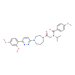 ChemSpider 2D Image | N-(2-{4-[6-(2,4-Dimethoxyphenyl)-3-pyridazinyl]-1,4-diazepan-1-yl}-2-oxoethyl)-N-isopropyl-4-methoxybenzamide | C30H37N5O5
