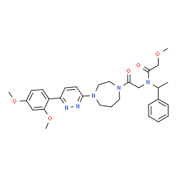 ChemSpider 2D Image | N-(2-{4-[6-(2,4-Dimethoxyphenyl)-3-pyridazinyl]-1,4-diazepan-1-yl}-2-oxoethyl)-2-methoxy-N-(1-phenylethyl)acetamide | C30H37N5O5