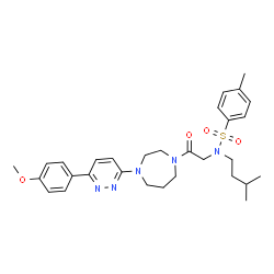 ChemSpider 2D Image | N-(2-{4-[6-(4-Methoxyphenyl)-3-pyridazinyl]-1,4-diazepan-1-yl}-2-oxoethyl)-4-methyl-N-(3-methylbutyl)benzenesulfonamide | C30H39N5O4S