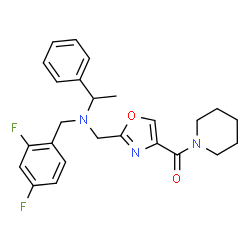 ChemSpider 2D Image | (2-{[(2,4-Difluorobenzyl)(1-phenylethyl)amino]methyl}-1,3-oxazol-4-yl)(1-piperidinyl)methanone | C25H27F2N3O2