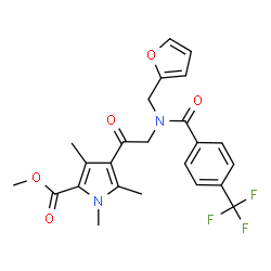 ChemSpider 2D Image | Methyl 4-{N-(2-furylmethyl)-N-[4-(trifluoromethyl)benzoyl]glycyl}-1,3,5-trimethyl-1H-pyrrole-2-carboxylate | C24H23F3N2O5