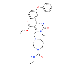 ChemSpider 2D Image | Ethyl 1-ethyl-2-oxo-4-(3-phenoxyphenyl)-6-{[4-(propylcarbamoyl)-1,4-diazepan-1-yl]methyl}-1,2,3,4-tetrahydro-5-pyrimidinecarboxylate | C31H41N5O5