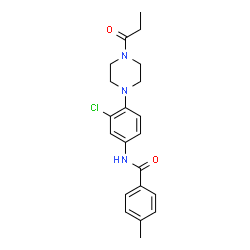 ChemSpider 2D Image | N-[3-Chloro-4-(4-propionyl-1-piperazinyl)phenyl]-4-methylbenzamide | C21H24ClN3O2