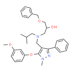 ChemSpider 2D Image | 1-(Benzyloxy)-3-(isobutyl{[5-(3-methoxyphenoxy)-1-methyl-3-phenyl-1H-pyrazol-4-yl]methyl}amino)-2-propanol | C32H39N3O4