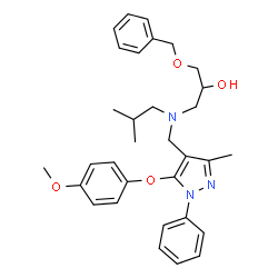 ChemSpider 2D Image | 1-(Benzyloxy)-3-(isobutyl{[5-(4-methoxyphenoxy)-3-methyl-1-phenyl-1H-pyrazol-4-yl]methyl}amino)-2-propanol | C32H39N3O4