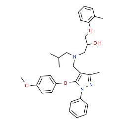 ChemSpider 2D Image | 1-(Isobutyl{[5-(4-methoxyphenoxy)-3-methyl-1-phenyl-1H-pyrazol-4-yl]methyl}amino)-3-(2-methylphenoxy)-2-propanol | C32H39N3O4