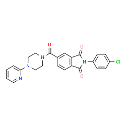 ChemSpider 2D Image | 2-(4-Chlorophenyl)-5-{[4-(2-pyridinyl)-1-piperazinyl]carbonyl}-1H-isoindole-1,3(2H)-dione | C24H19ClN4O3