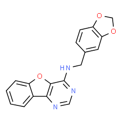 ChemSpider 2D Image | N-(1,3-benzodioxol-5-ylmethyl)-4-benzofuro[3,2-d]pyrimidinamine | C18H13N3O3