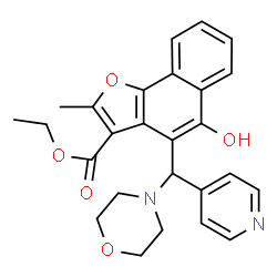 ChemSpider 2D Image | Ethyl 5-hydroxy-2-methyl-4-[4-morpholinyl(4-pyridinyl)methyl]naphtho[1,2-b]furan-3-carboxylate | C26H26N2O5