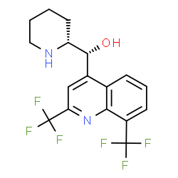 ChemSpider 2D Image | (R)-[2,8-Bis(trifluoromethyl)-4-quinolinyl][(2R)-2-piperidinyl]methanol | C17H16F6N2O