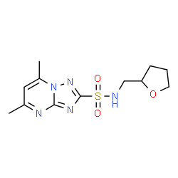 ChemSpider 2D Image | 5,7-Dimethyl-N-(tetrahydro-2-furanylmethyl)[1,2,4]triazolo[1,5-a]pyrimidine-2-sulfonamide | C12H17N5O3S