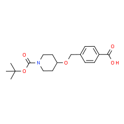 ChemSpider 2D Image | 4-{[1-(tert-butoxycarbonyl)piperid-4-yloxy]Methyl}benzoic acid | C18H25NO5