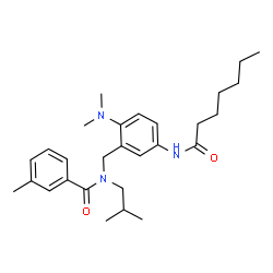 ChemSpider 2D Image | N-[2-(Dimethylamino)-5-(heptanoylamino)benzyl]-N-isobutyl-3-methylbenzamide | C28H41N3O2